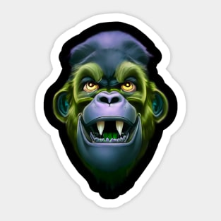 Evil Monkey Face Green Sticker